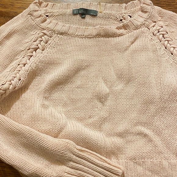 Knitted Pink Sweater Cableknit by Malibu - Picture 2 of 2